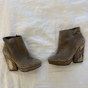 Pour La Victoire Suede and Snakeskin Booties
